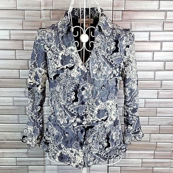 Dress Barn lace button down top Size M - Picture 1 of 11